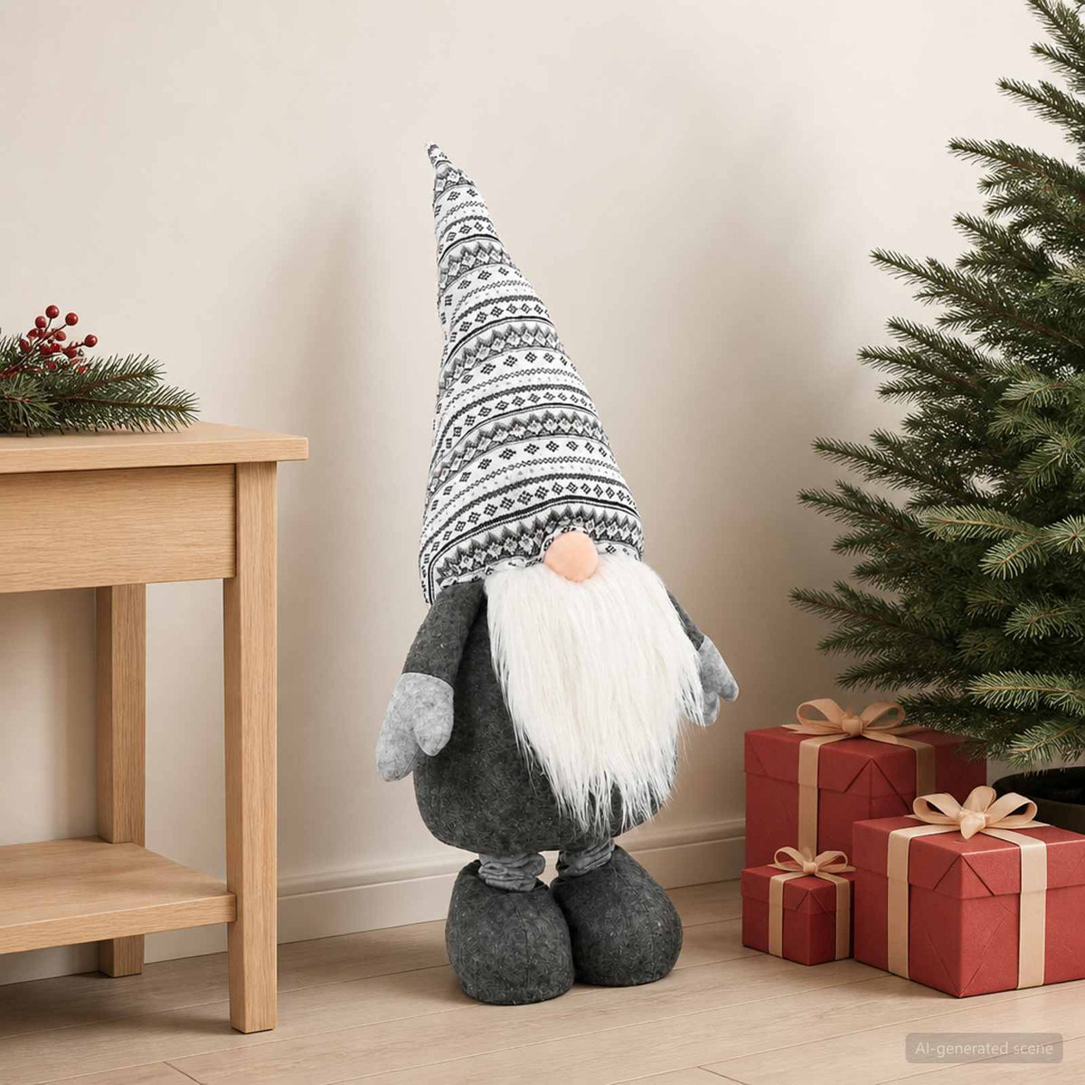 Christmas Gnome with Extendable Legs 130 cm Polyester Grey