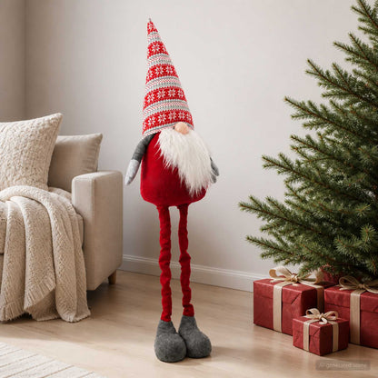 Christmas Gnome with Extendable Legs 130 cm Polyester Red