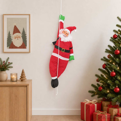 vidaXL Hanging Santa Claus on Rope Red 30 x 15 x 130 cm Polyester 1