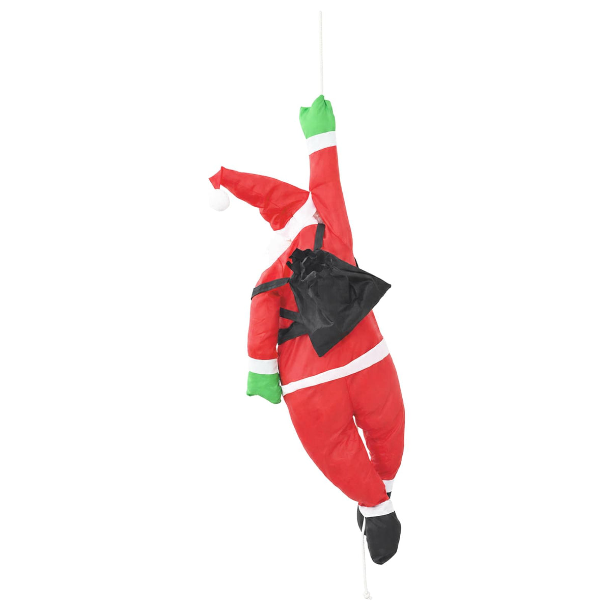 vidaXL Hanging Santa Claus on Rope Red 30 x 15 x 130 cm Polyester 4