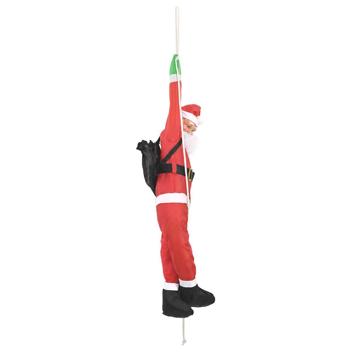vidaXL Hanging Santa Claus on Rope Red 30 x 15 x 130 cm Polyester 3