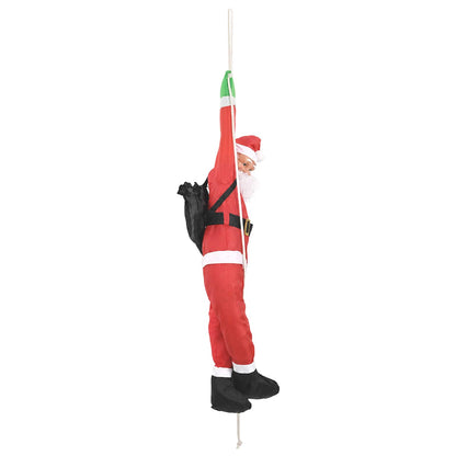 vidaXL Hanging Santa Claus on Rope Red 30 x 15 x 130 cm Polyester 3