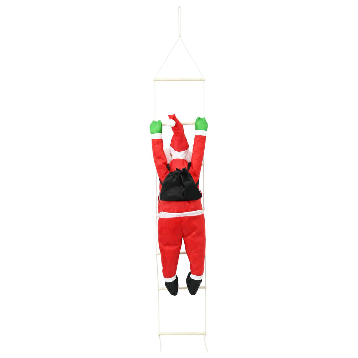 vidaXL Hanging Santa Claus on Ladder Red 30 x 15 x 170 cm Polyester 4