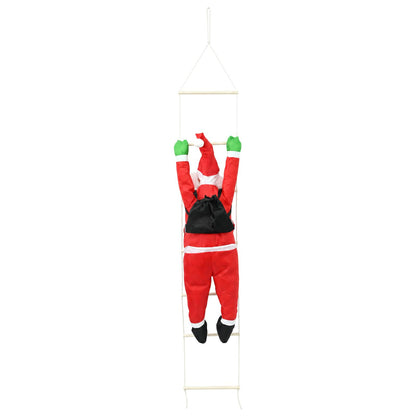 vidaXL Hanging Santa Claus on Ladder Red 30 x 15 x 170 cm Polyester 4