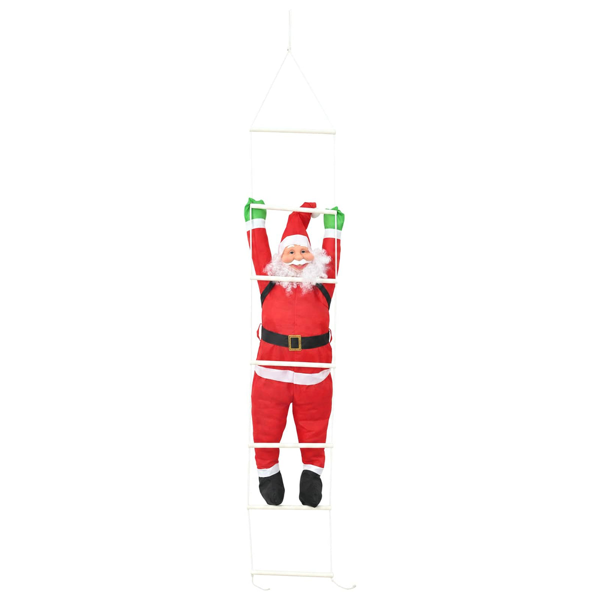 vidaXL Hanging Santa Claus on Ladder Red 30 x 15 x 170 cm Polyester 2