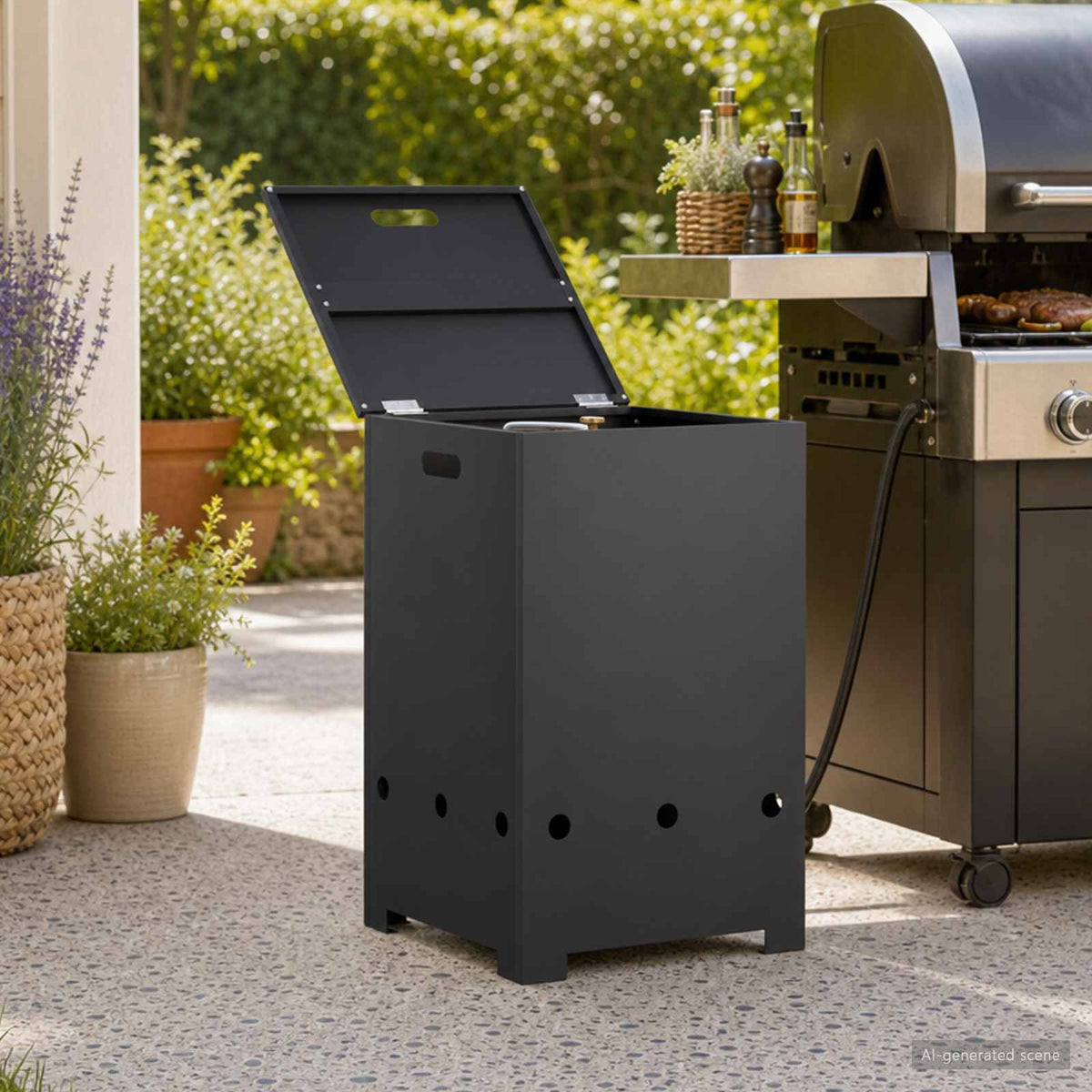 vidaXL Propane Tank Cover 40 x 40 x 66 cm Steel Black 1