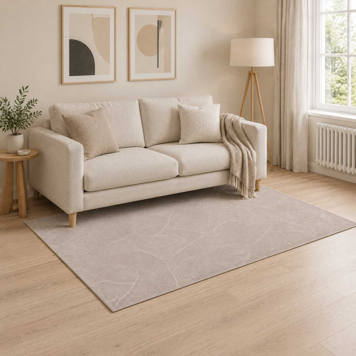 Rug IZA Beige 100% Polyester Low Pile 120 x 170 cm