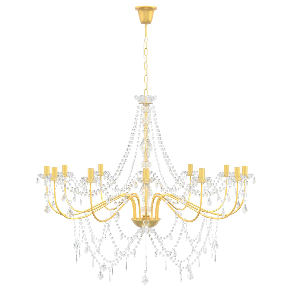 vidaXL Adjustable Chandelier with Beads E14 Metal and Acrylic Gold 3