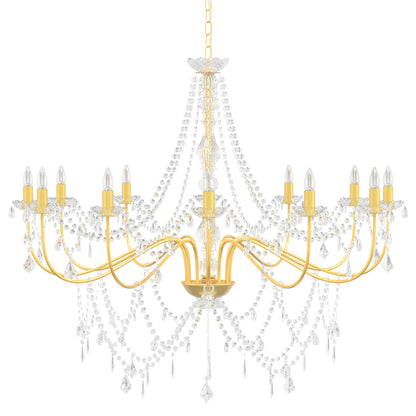 vidaXL Adjustable Chandelier with Beads E14 Metal and Acrylic Gold 4