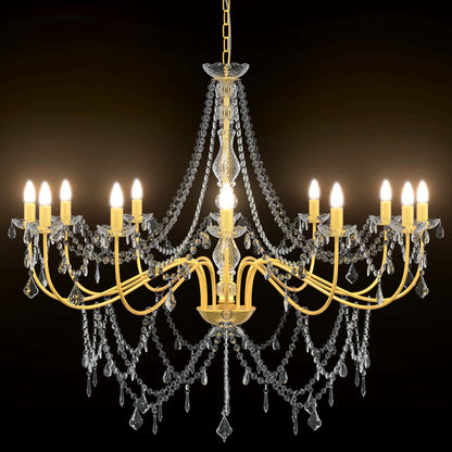 vidaXL Adjustable Chandelier with Beads E14 Metal and Acrylic Gold 5