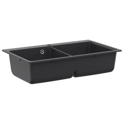 vidaXL Kitchen Sink Double Basin Granite 86 x 51 x 30 cm Graphite 2