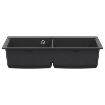 vidaXL Kitchen Sink Double Basin Granite 86 x 51 x 30 cm Graphite 3