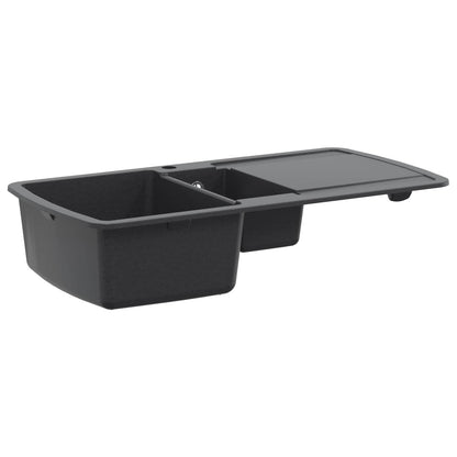vidaXL Kitchen Sink Double Basin Granite 96 x 50 x 31 cm Graphite 2