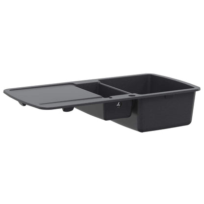 vidaXL Kitchen Sink Double Basin Granite 96 x 50 x 31 cm Graphite 4