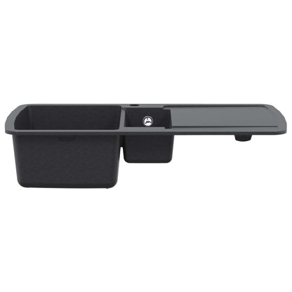 vidaXL Kitchen Sink Double Basin Granite 96 x 50 x 31 cm Graphite 3