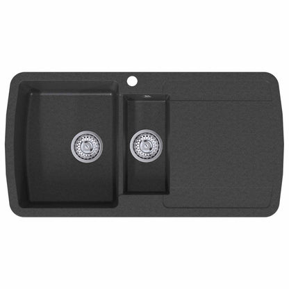 vidaXL Kitchen Sink Double Basin Granite 96 x 50 x 31 cm Graphite 5
