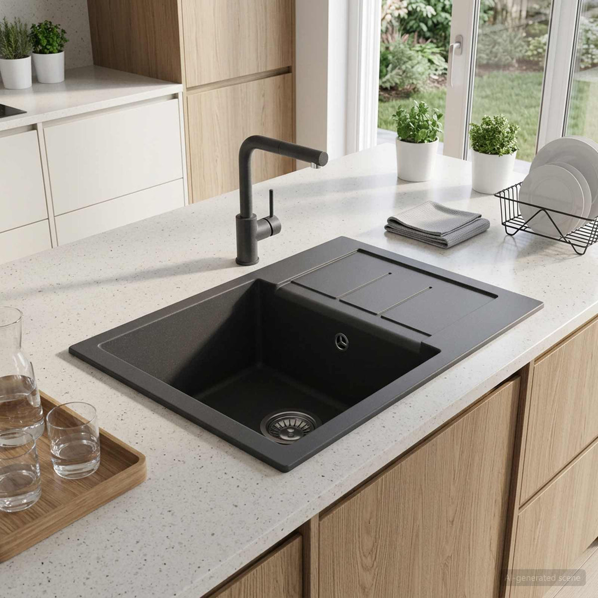 vidaXL Sink 780 x 500 mm 80% Quartz and 20% Resin