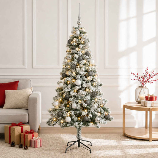 vidaXL Artificial Christmas Tree with Bauble 120 cm 150 LEDs 1
