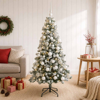 Artificial Christmas Tree with Bauble 150 LEDs with LEDs & white balls