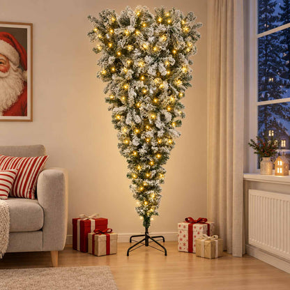 Upside-down Artificial Hinged Christmas Tree 150 LEDs 150 cm with LEDs