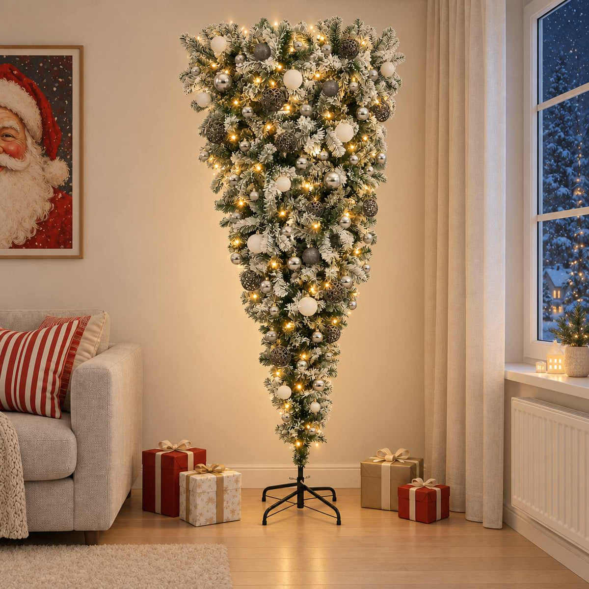 vidaXL Artificial Christmas Tree with Bauble 180 cm 300 LEDs 1