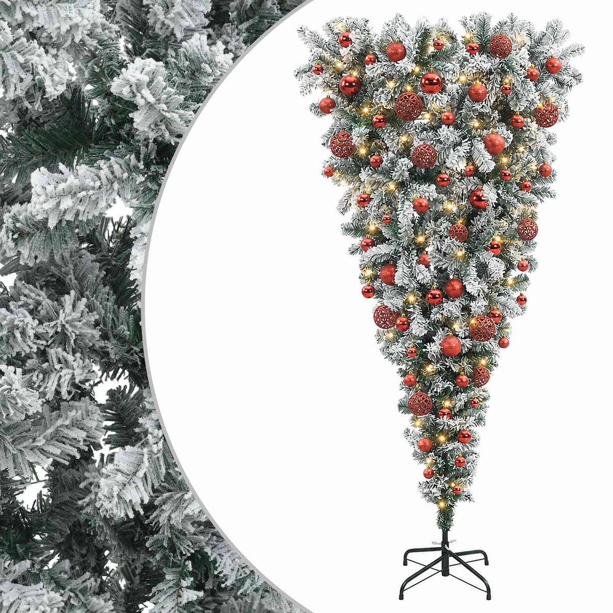 vidaXL Upside-down Artificial Hinged Christmas Tree 180 cm 300 LEDs 2