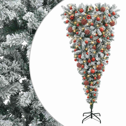 vidaXL Upside-down Artificial Hinged Christmas Tree 180 cm 300 LEDs 2