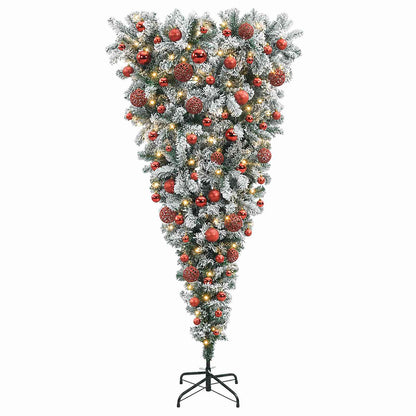 vidaXL Upside-down Artificial Hinged Christmas Tree 180 cm 300 LEDs 4