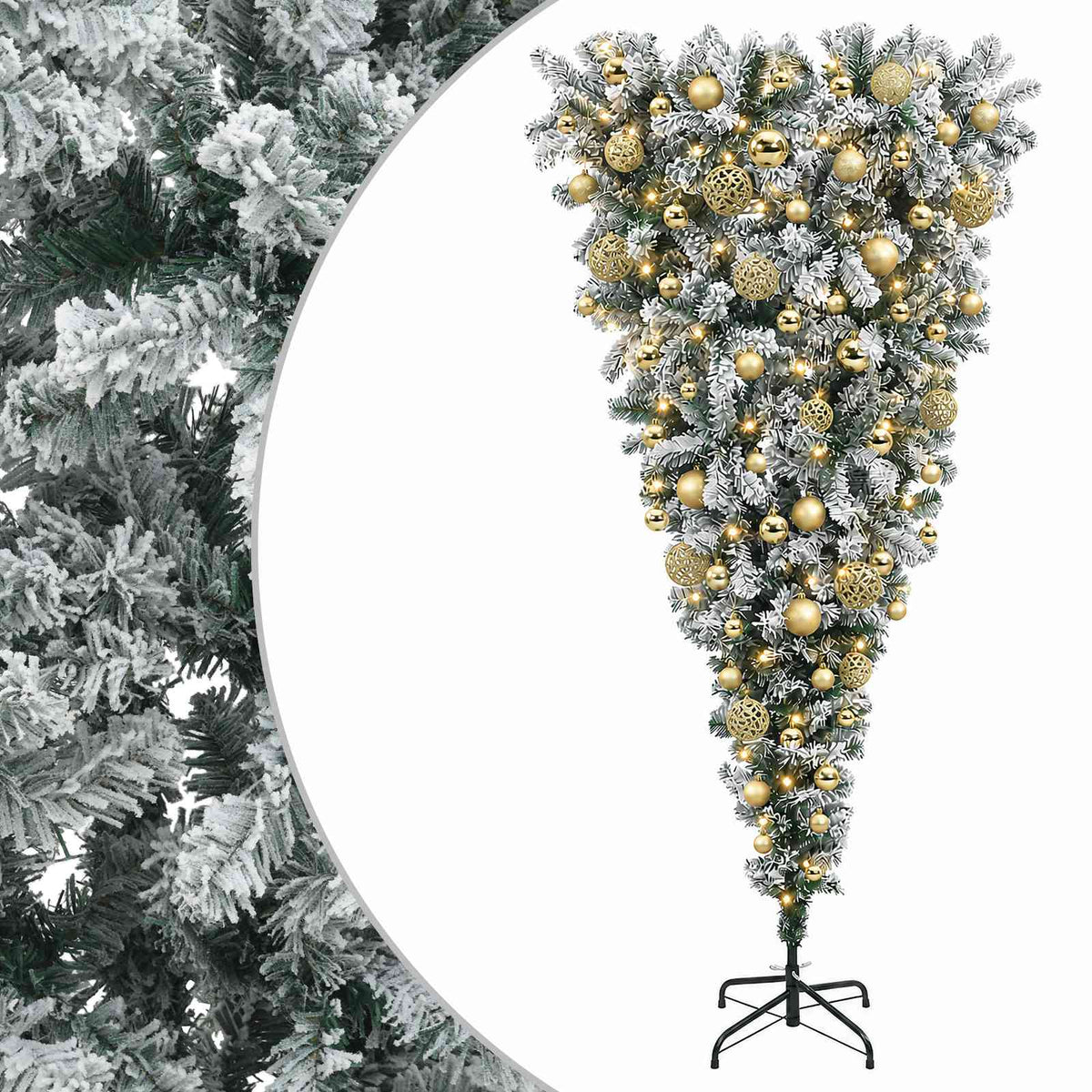 vidaXL Upside-down Artificial Hinged Christmas Tree 180 cm 300 LEDs 2