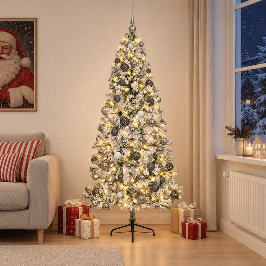 vidaXL Artificial Christmas Tree with Bauble 210 cm 300 LEDs 1