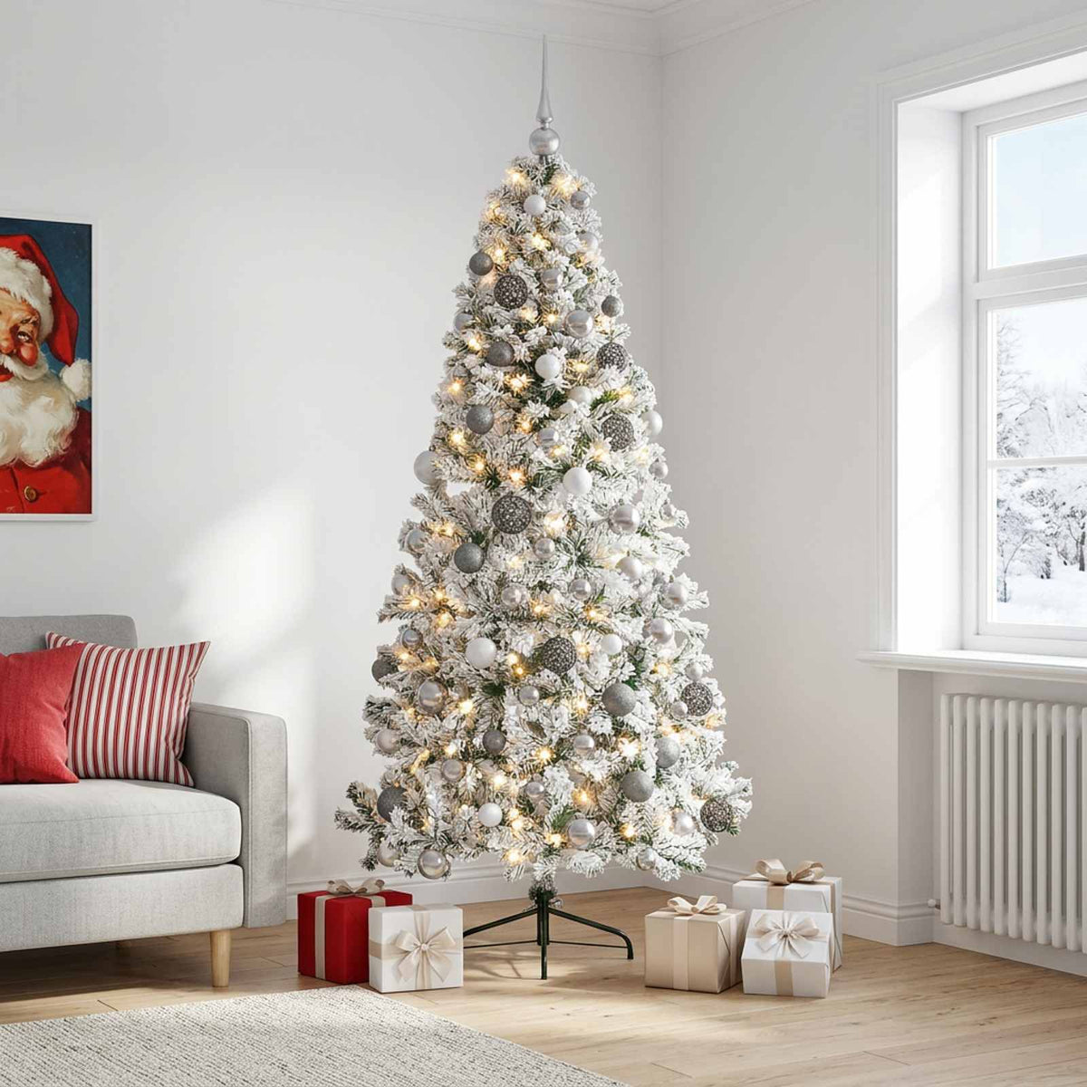 vidaXL Artificial Christmas Tree with Bauble 210 cm 300 LEDs 3