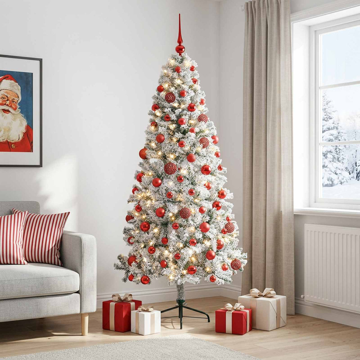 vidaXL Artificial Christmas Tree with Bauble 240 cm 300 LEDs 1