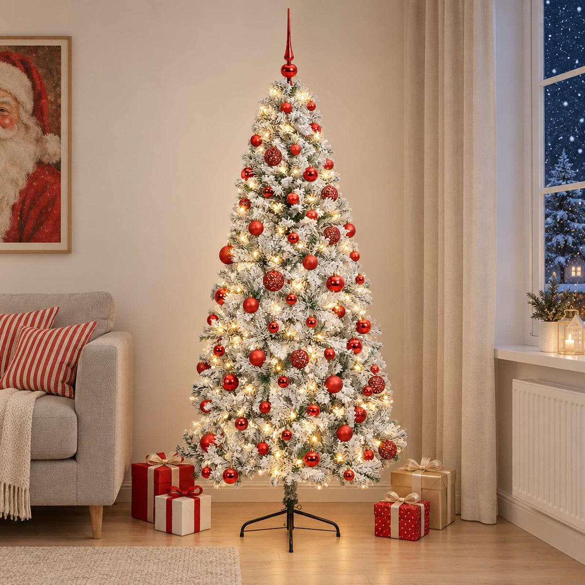 vidaXL Artificial Christmas Tree with Bauble 210 cm 300 LEDs 3