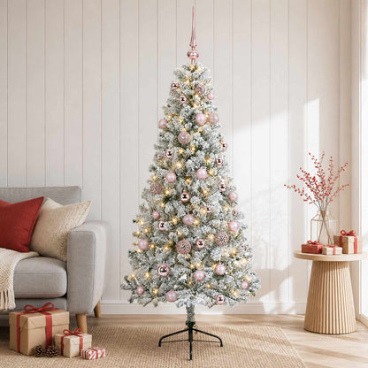 Artificial Christmas Tree with Bauble 150 LEDs 120 cm with LEDs & pink balls