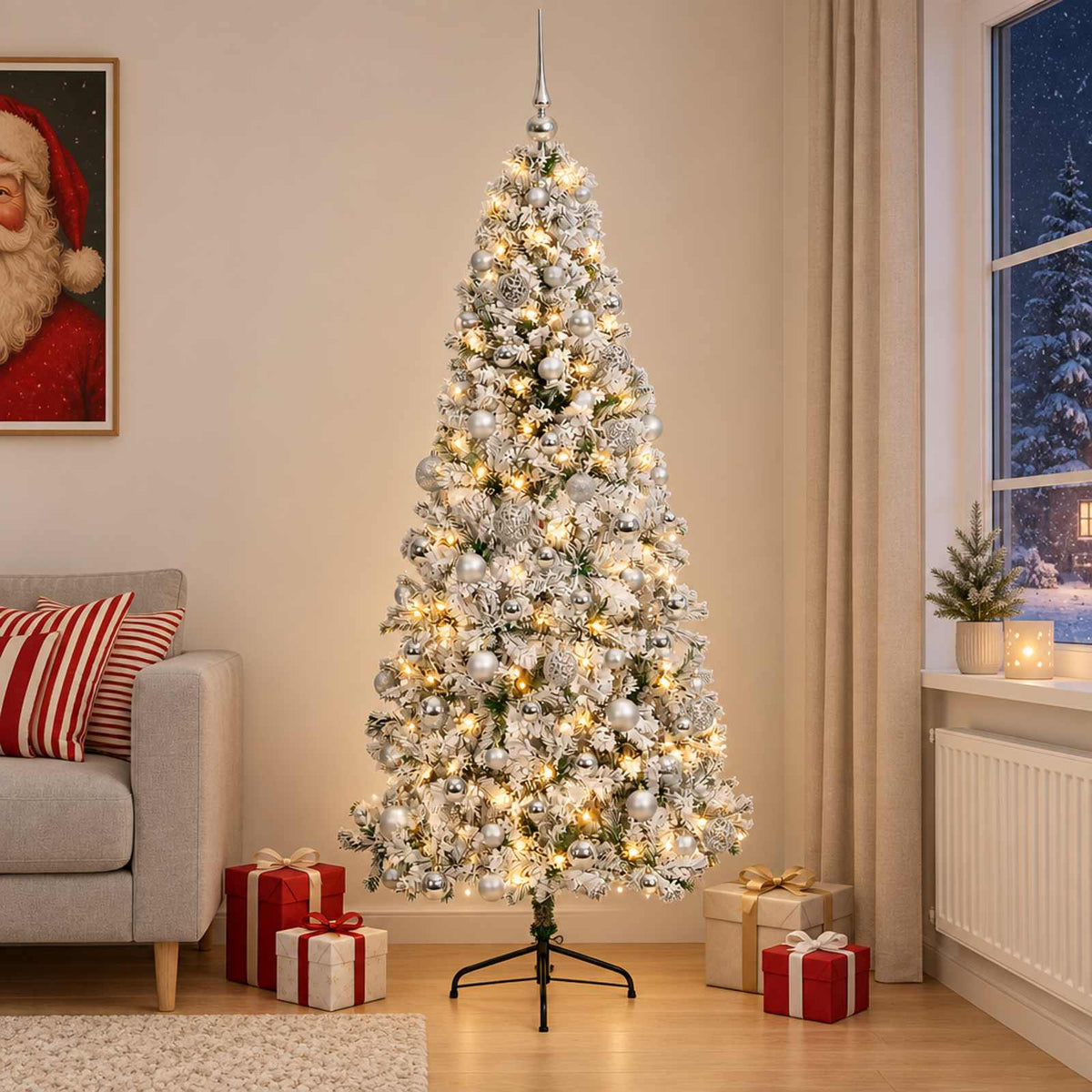 vidaXL Artificial Christmas Tree with Bauble 210 cm 300 LEDs 1