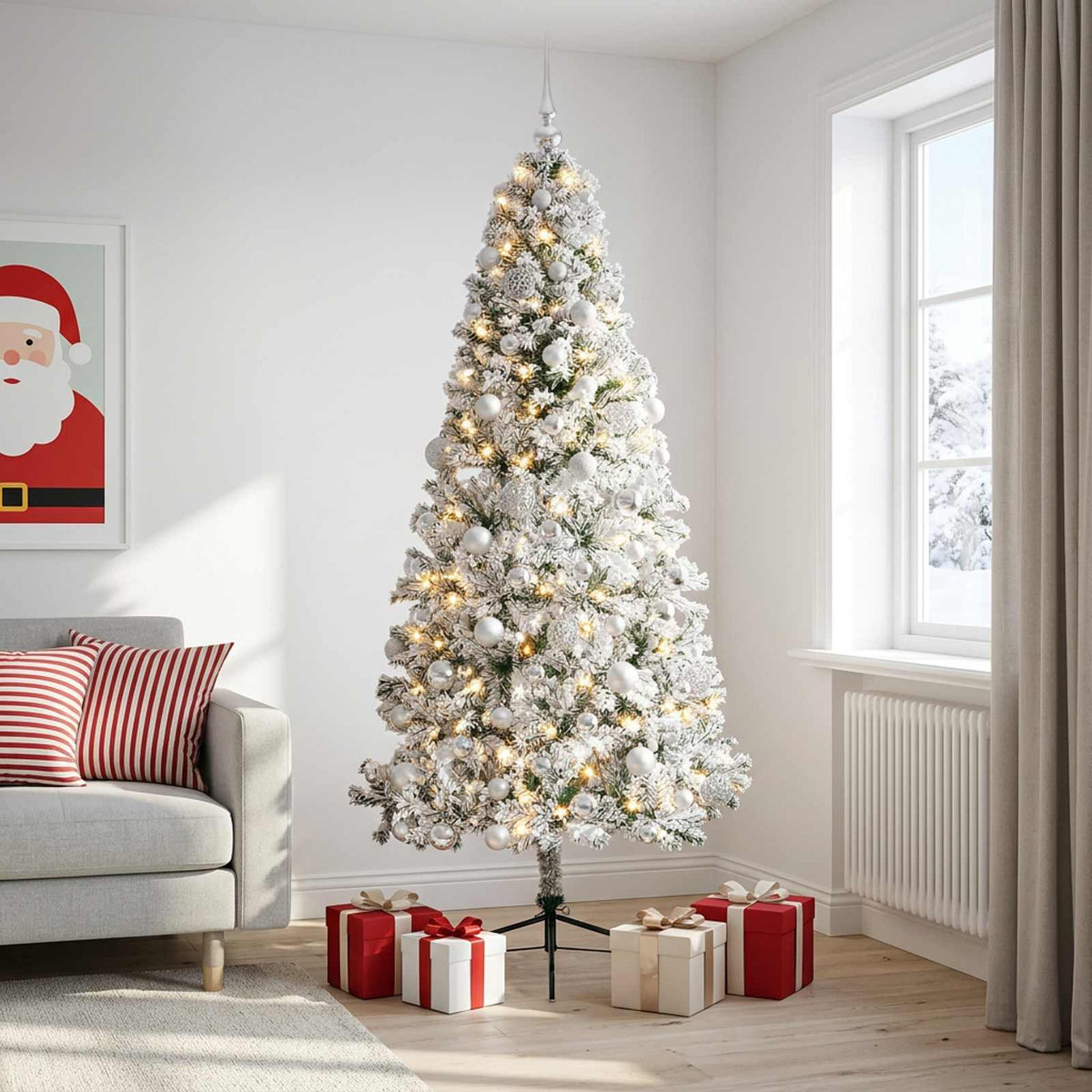 vidaXL Artificial Christmas Tree with Bauble 210 cm 300 LEDs 3