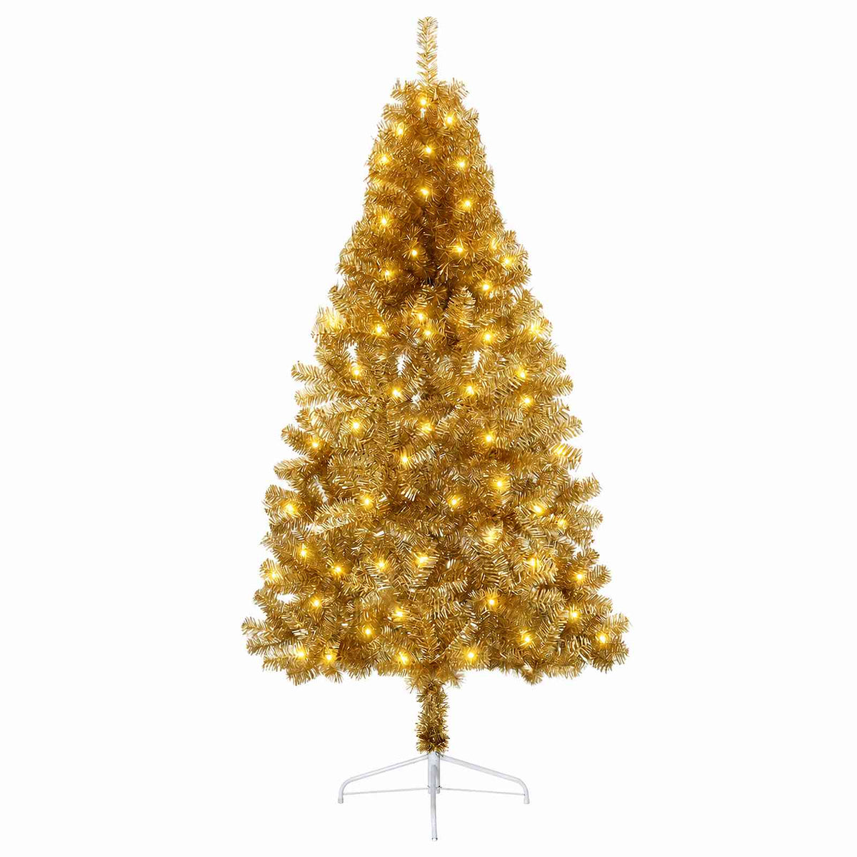 vidaXL Artificial Hinged Christmas Tree 210 cm 300 LEDs Warm White 4