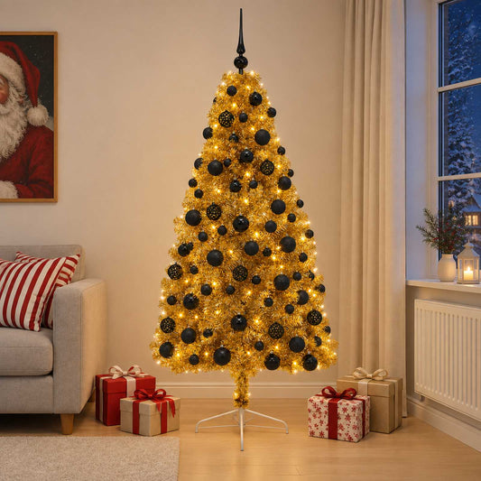 vidaXL Artificial Christmas Tree with Bauble 210 cm 300 LEDs 1