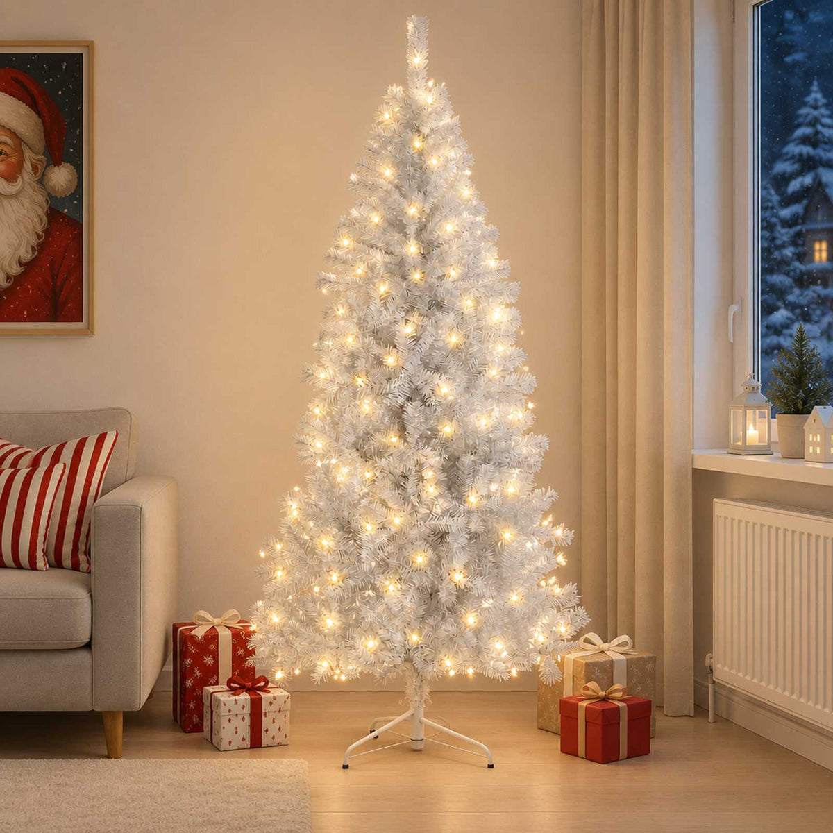vidaXL Artificial Hinged Christmas Tree 150 cm 150 LEDs Warm White 3