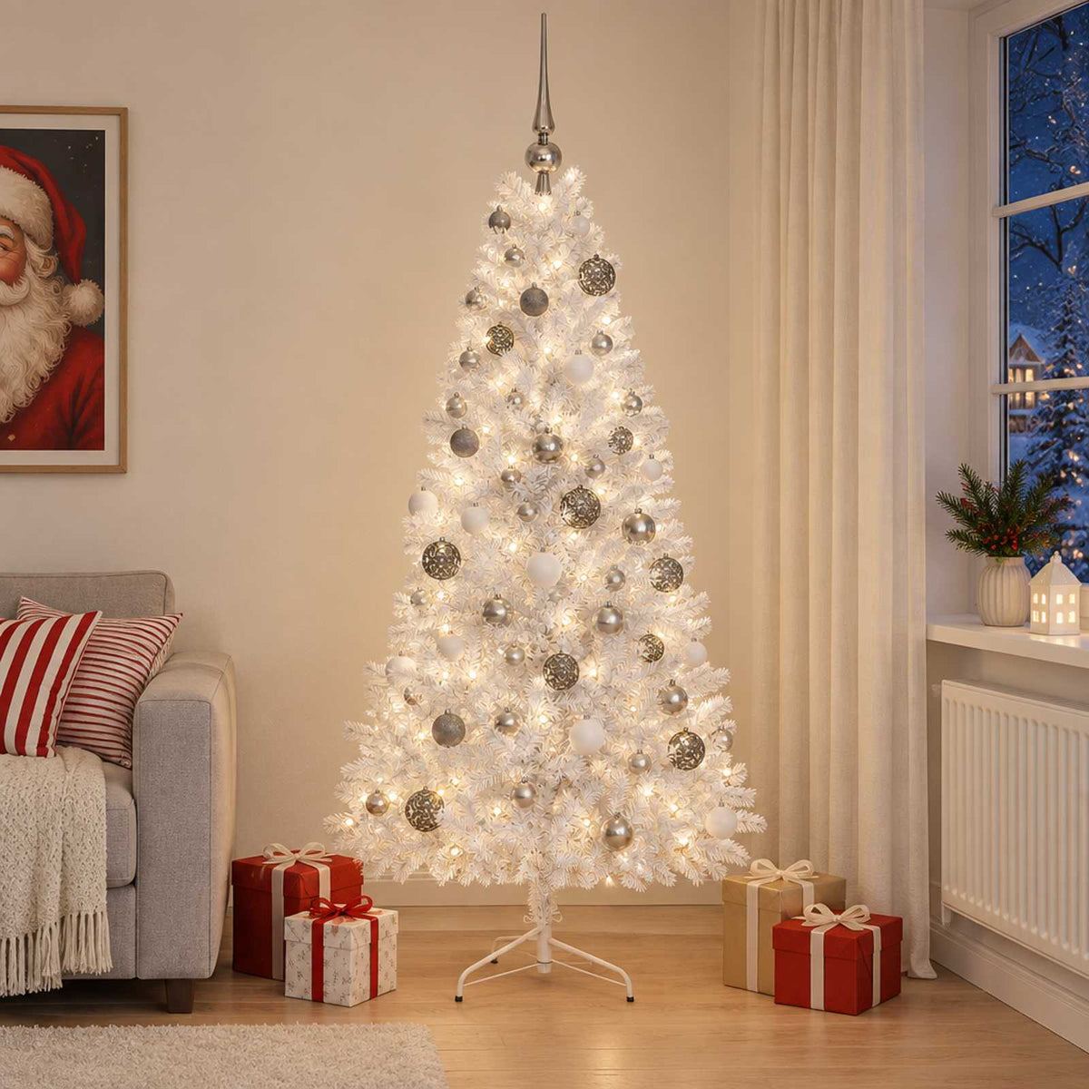 vidaXL Artificial Christmas Tree with Bauble 210 cm 300 LEDs 3