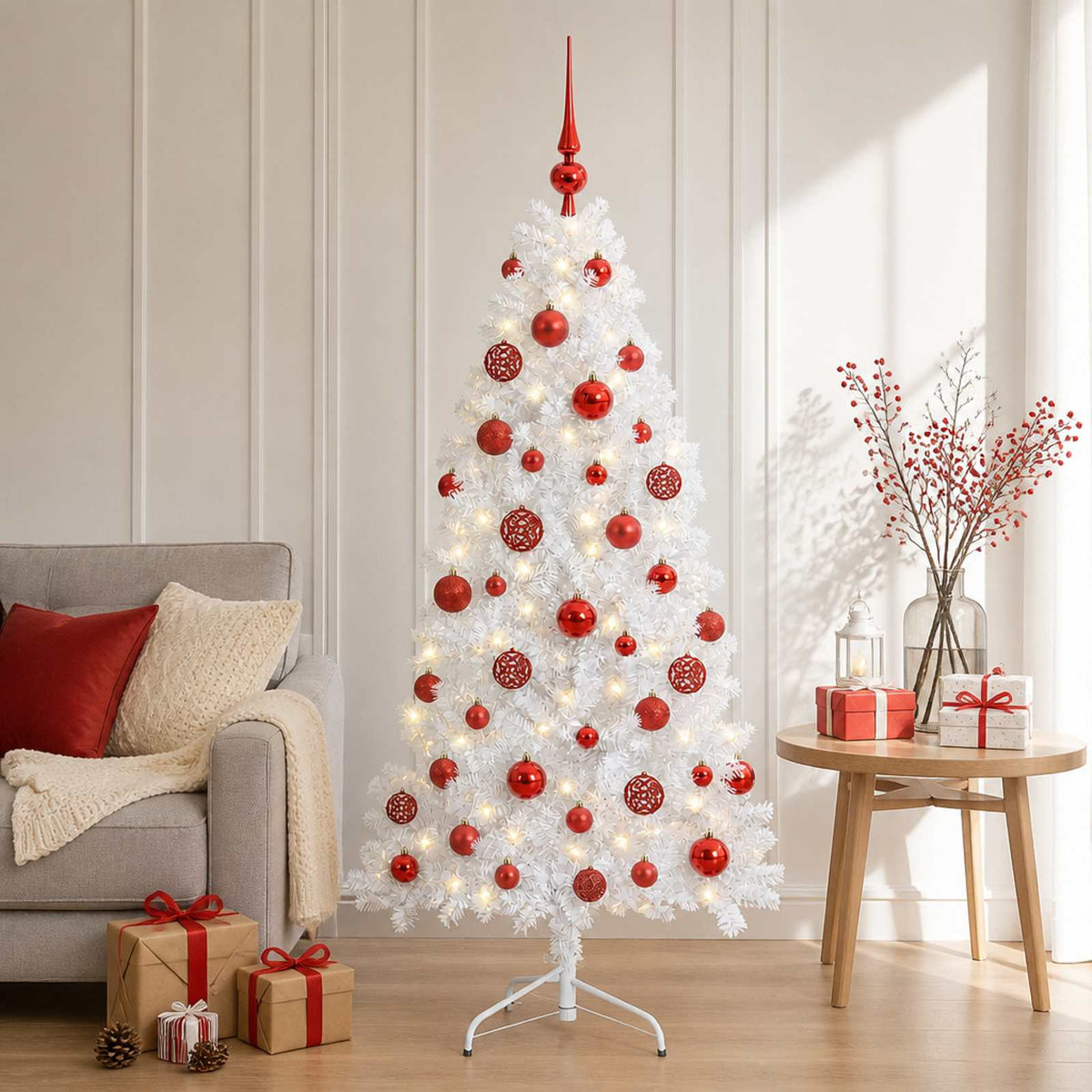 vidaXL Artificial Hinged Christmas Tree 150 cm 150 LEDs Warm White 1