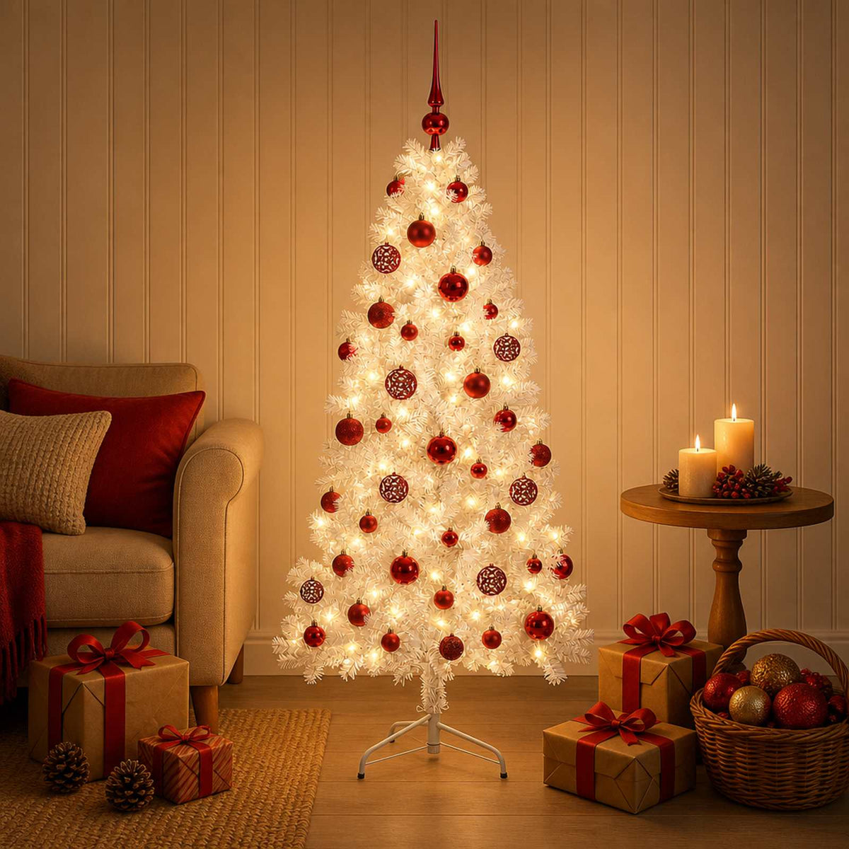 vidaXL Artificial Hinged Christmas Tree 150 cm 150 LEDs Warm White 3