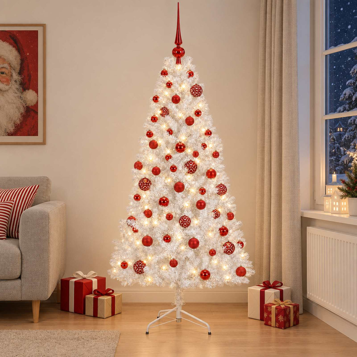 vidaXL Artificial Christmas Tree with Bauble 240 cm 300 LEDs 3
