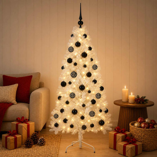 vidaXL Artificial Hinged Christmas Tree 150 cm 150 LEDs Warm White 1
