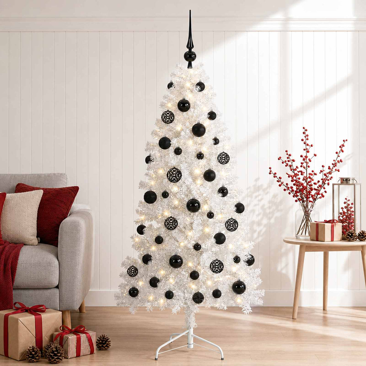 vidaXL Artificial Hinged Christmas Tree 150 cm 150 LEDs Warm White 3