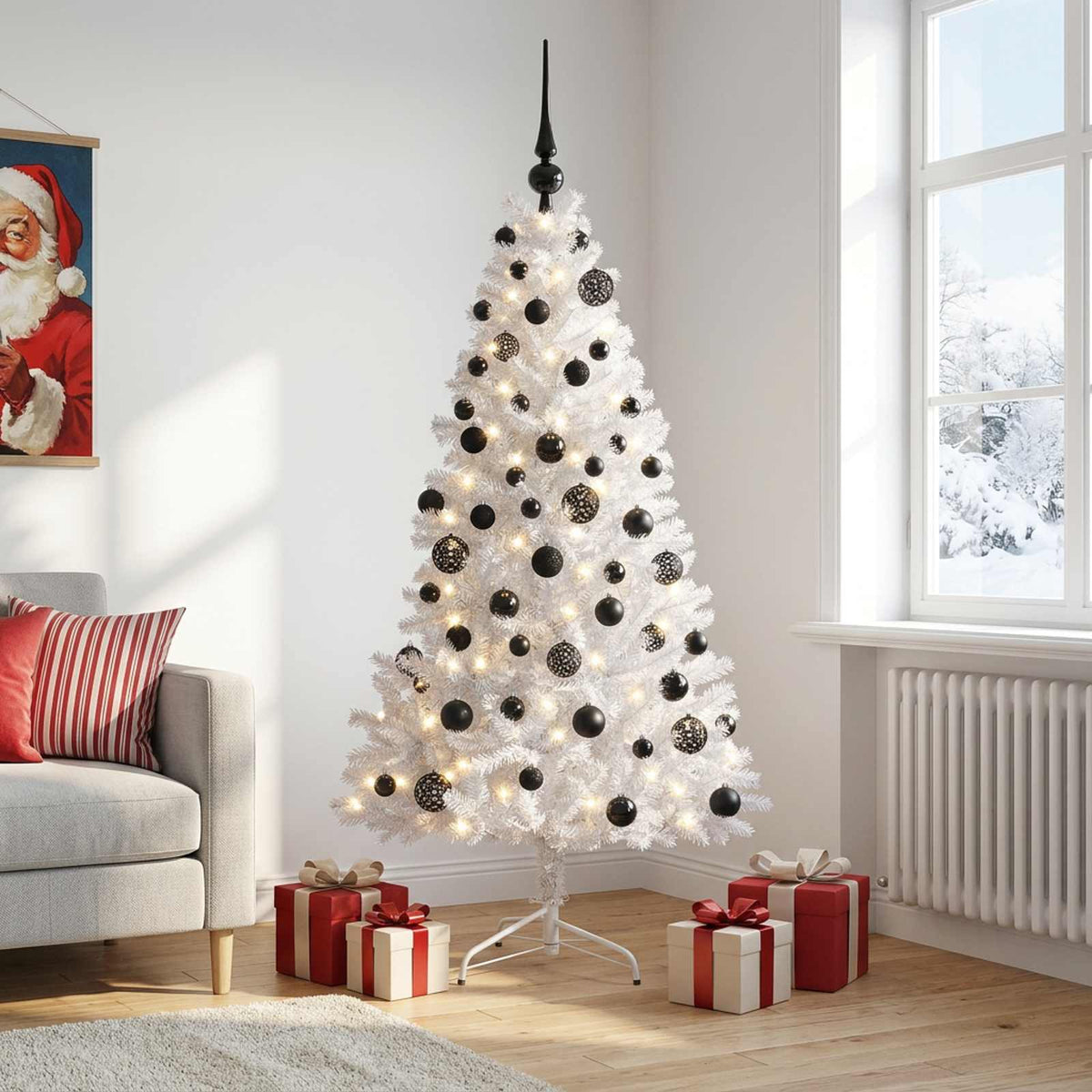 vidaXL Artificial Christmas Tree with Bauble 240 cm 300 LEDs 1