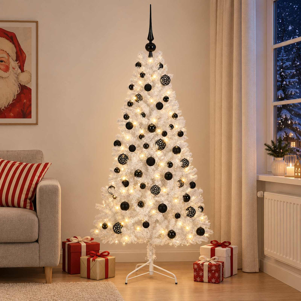 vidaXL Artificial Christmas Tree with Bauble 240 cm 300 LEDs 3