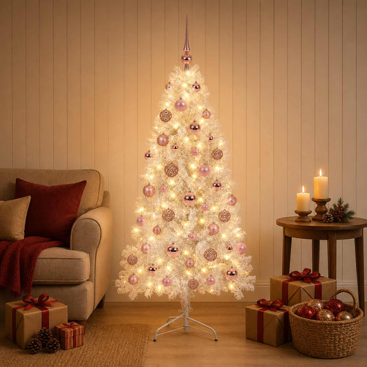 vidaXL Artificial Hinged Christmas Tree 150 cm 150 LEDs Warm White 1