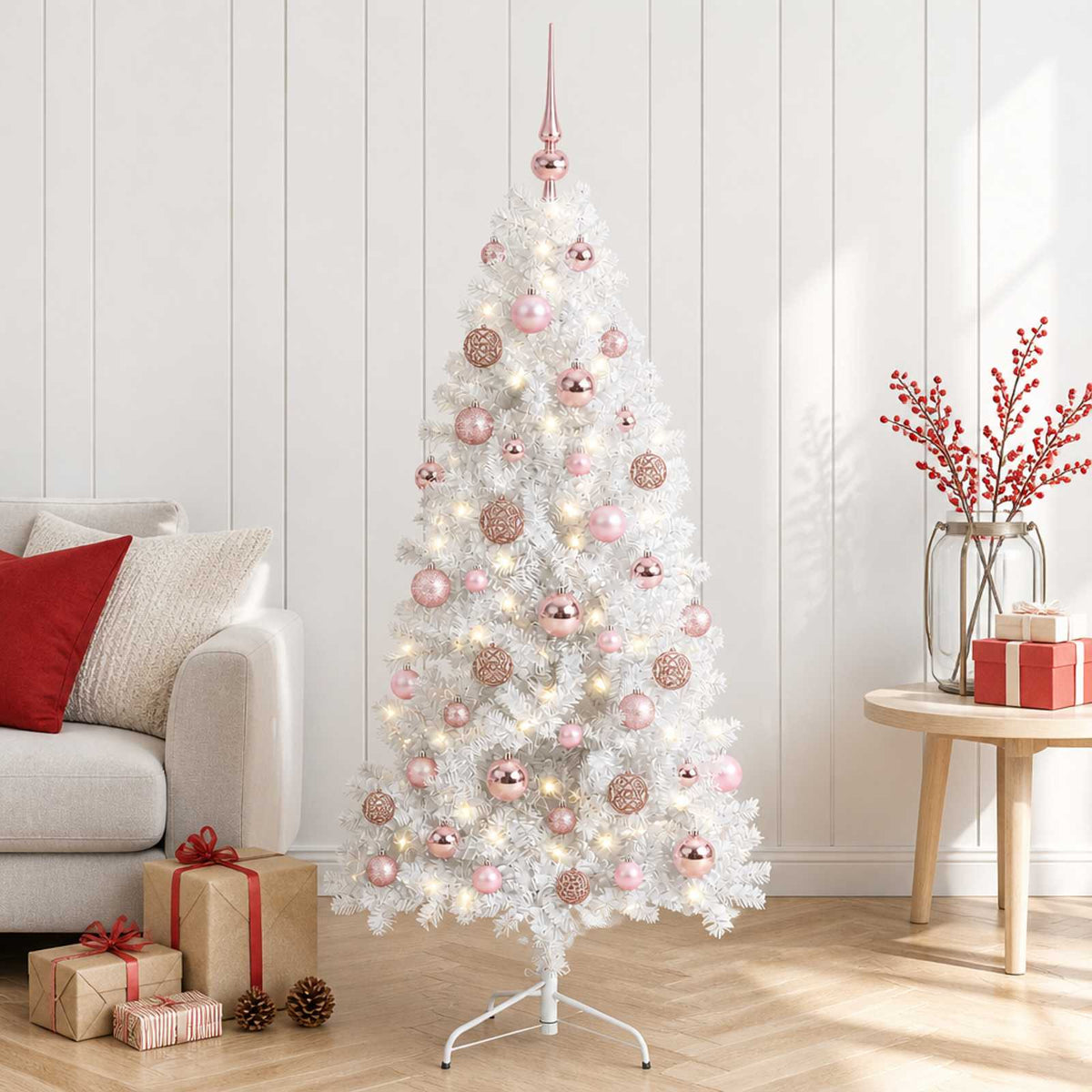 vidaXL Artificial Hinged Christmas Tree 150 cm 150 LEDs Warm White 3