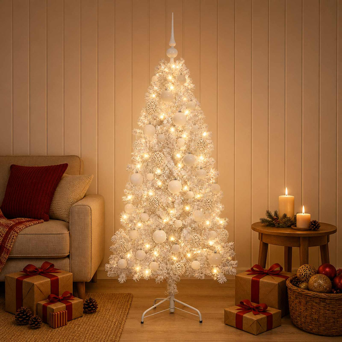 vidaXL Artificial Hinged Christmas Tree 150 cm 150 LEDs Warm White 1